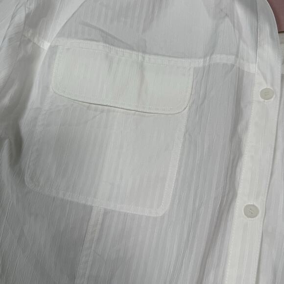 NWT NAP Loungewear Oversized Cotton Blend Button Up Shirt White Women's Size XL - Picture 2 of 10